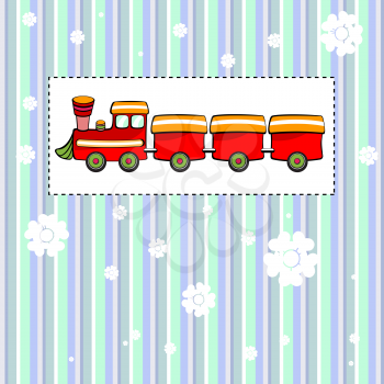 Royalty Free Clipart Image of a Card With a Train