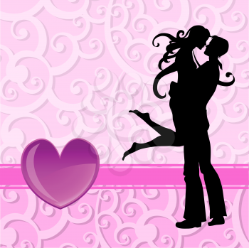 Royalty Free Clipart Image of a Couple Kissing