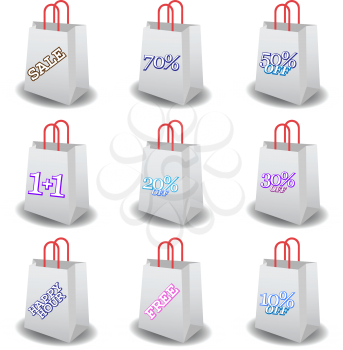 Royalty Free Clipart Image of Discount Shopping Bags