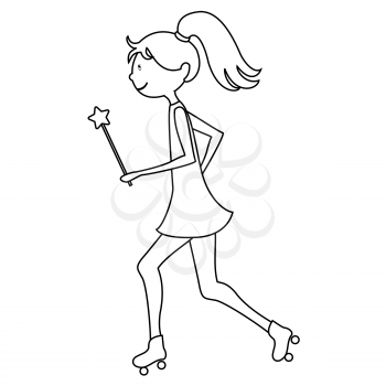 Royalty Free Clipart Image of a Girl Holding a Wand