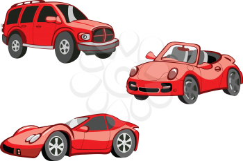 Royalty Free Clipart Image of Red Vehicles