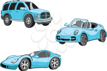 Royalty Free Clipart Image of Blue Cars