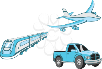 Royalty Free Clipart Image of Blue Vehicles