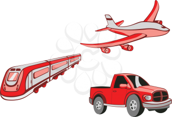 Royalty Free Clipart Image of an Airplane and Truck