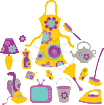Royalty Free Clipart Image of a Housewife's Accessories