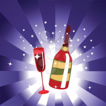 Royalty Free Clipart Image of a Bottle of Champagne