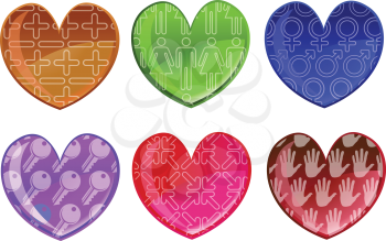 Royalty Free Clipart Image of Colourful Hearts