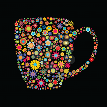 Royalty Free Clipart Image of a Floral Mug