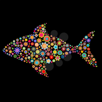 Royalty Free Clipart Image of a Floral Fish