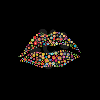 Royalty Free Clipart Image of Lips Made of Flowers