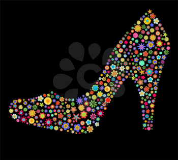 Royalty Free Clipart Image of a Floral High Heel