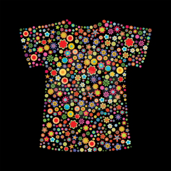 Royalty Free Clipart Image of a Floral T-Shirt