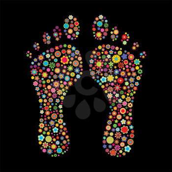 Royalty Free Clipart Image of a Floral Illustration of Footprints