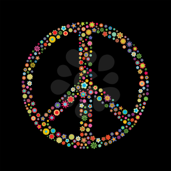 Royalty Free Clipart Image of a Floral Peace Sign