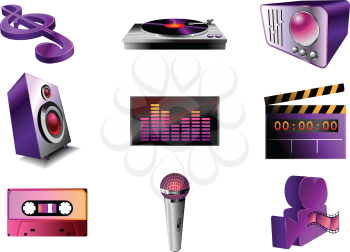 Royalty Free Clipart Image of Music and Audio Icons