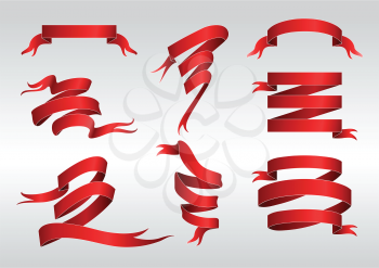 Royalty Free Clipart Image of a Set of Red Banners