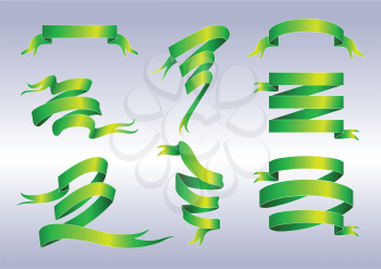 Royalty Free Clipart Image of a Set of Green Banners