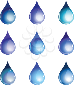 Royalty Free Clipart Image of Blue Water Drops