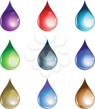 Royalty Free Clipart Image of Colourful Water Drops