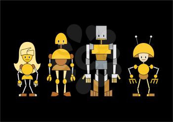 Royalty Free Clipart Image of a Family of Robots