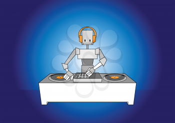 Royalty Free Clipart Image of a DJ Robot