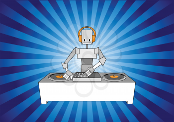 Royalty Free Clipart Image of a Robot DJ