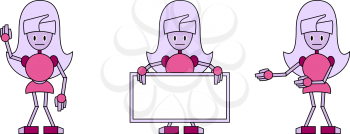 Royalty Free Clipart Image of Three Robot Girls