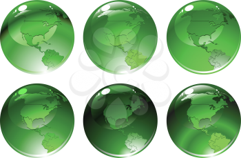 Royalty Free Clipart Image of Green Globes