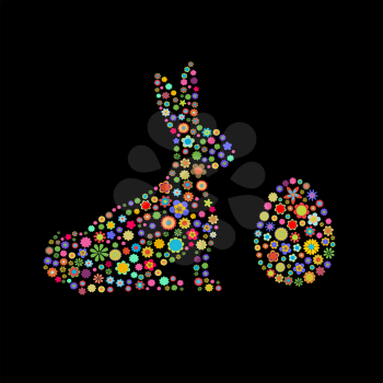 Royalty Free Clipart Image of a Floral Rabbit