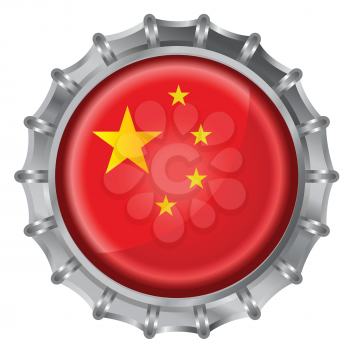 Royalty Free Clipart Image of a China Flag Bottle Cap