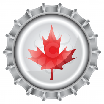 Royalty Free Clipart Image of a Canadian Maple Leaf Bottle Cap