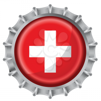 Royalty Free Clipart Image of a Switzerland Flag Bottle Cap