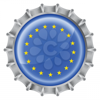 Royalty Free Clipart Image of a European Flag Bottle Cap