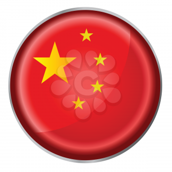 Royalty Free Clipart Image of a Flag of China Button