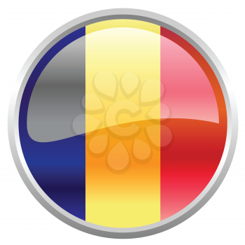 Royalty Free Clipart Image of a Round Button With the Flag Romania