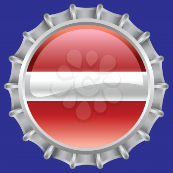 Royalty Free Clipart Image of a Flag of Latvia Bottlecap