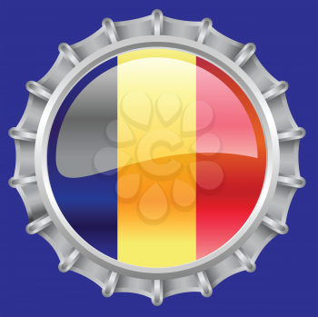 Royalty Free Clipart Image of a Romanian Flag Bottlecap