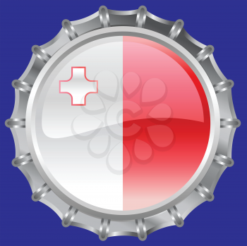 Royalty Free Clipart Image of a Republic of Malta Flag Bottlecap
