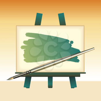 Royalty Free Clipart Image of a Canvas and Paintbrush