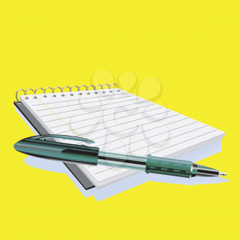 Royalty Free Clipart Image of a Pencil and Notepad