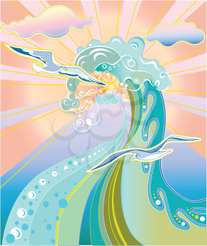Royalty Free Clipart Image of an Ocean Wave