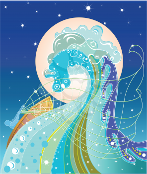 Royalty Free Clipart Image of an Ocean Wave