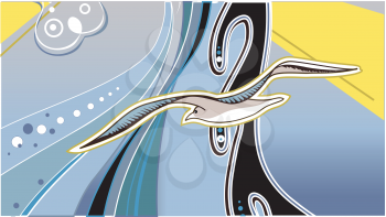 Royalty Free Clipart Image of an Abstract Seagull Background
