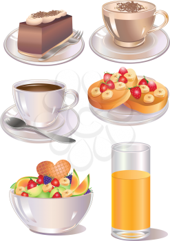 Royalty Free Clipart Image of Desserts and Drinks