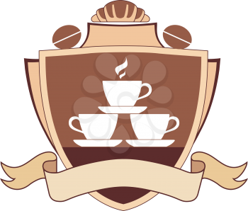 Royalty Free Clipart Image of a Coffee Shield