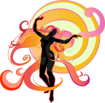 Royalty Free Clipart Image of a Woman Dancing