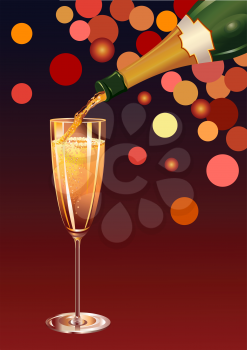 Royalty Free Clipart Image of a Glass of Champagne