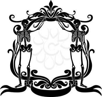 Royalty Free Clipart Image of a Frame With Skeletons