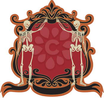 Royalty Free Clipart Image of a Frame With Skeletons