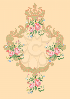 Royalty Free Clipart Image of a Floral Heraldic Frame